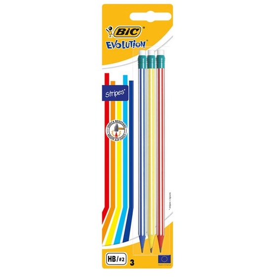 Bic Set Creioane Grafit Evolution Stripes 646 Cu Radiera Pachet Cu 3 Bucati 268627